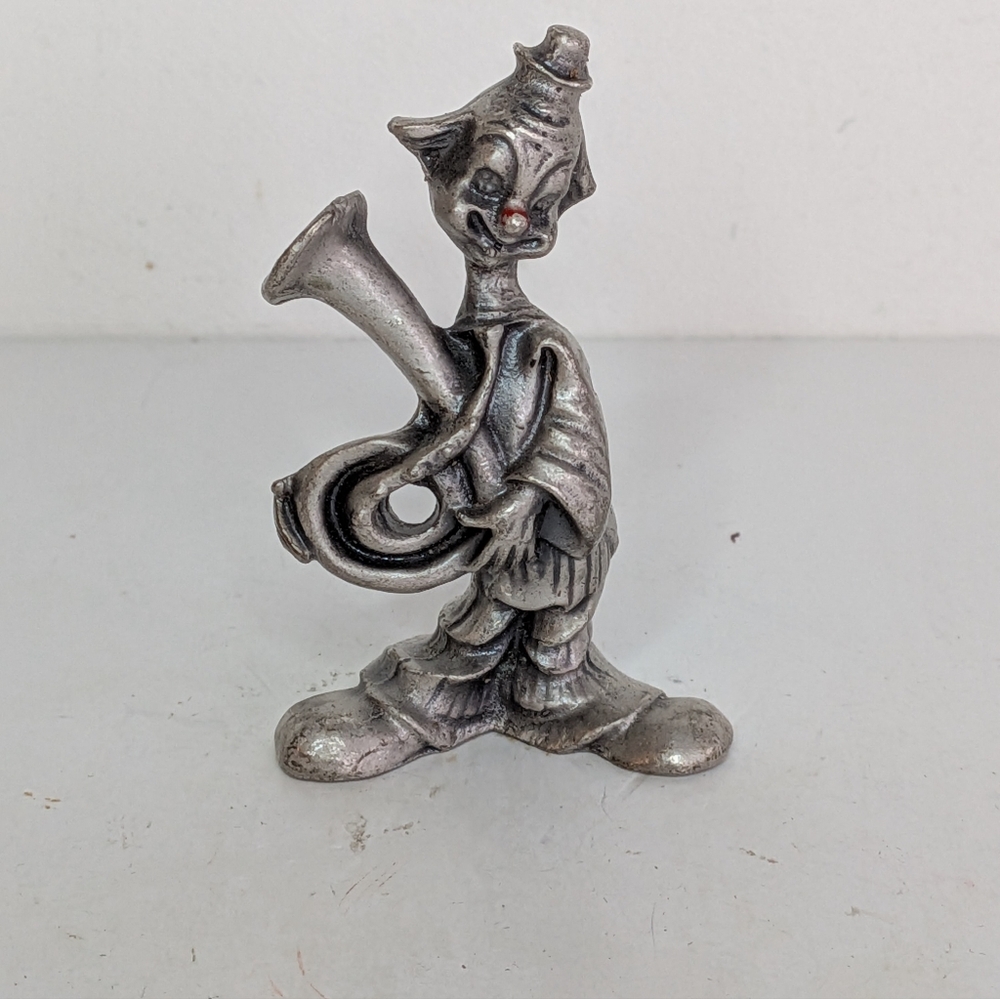 Vintage miniature pewter clown figurine collectible